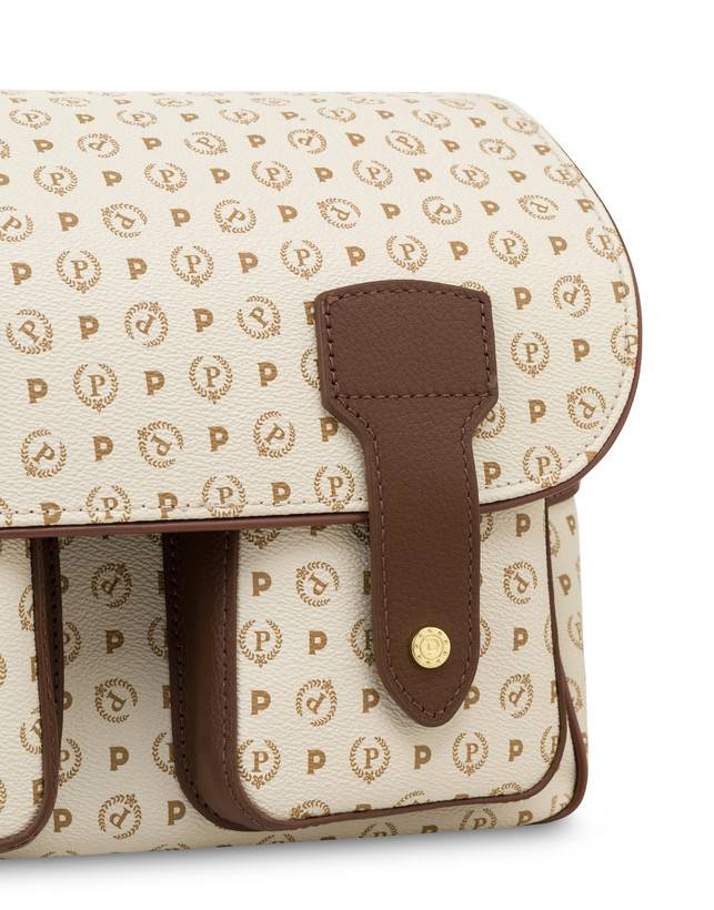 Pollini Borsa A Spalla Multitasche Heritage Logo Classic Avorio/marrone Vendita