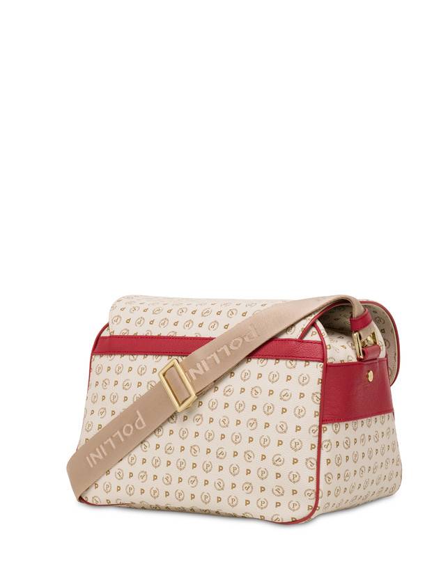 Pollini Borsa A Spalla Multitasche Heritage Logo Classic Avorio/lacca Promozione