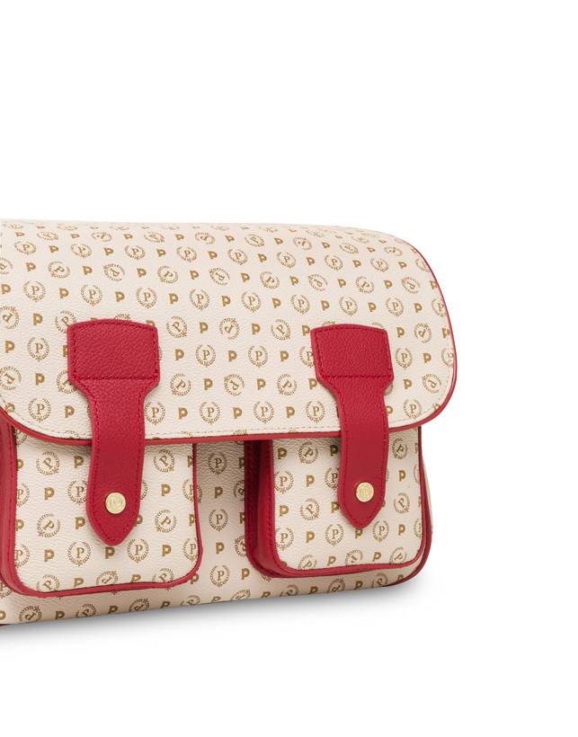 Pollini Borsa A Spalla Multitasche Heritage Logo Classic Avorio/lacca Promozione