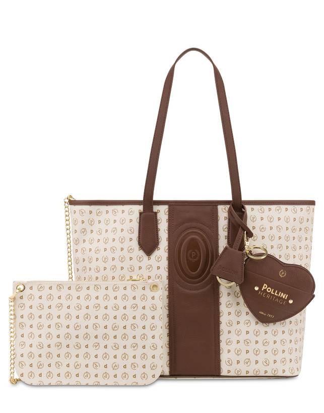 Pollini Shopping Bag Heritage 70th Anniversary Avorio/marrone Promozione Limitata