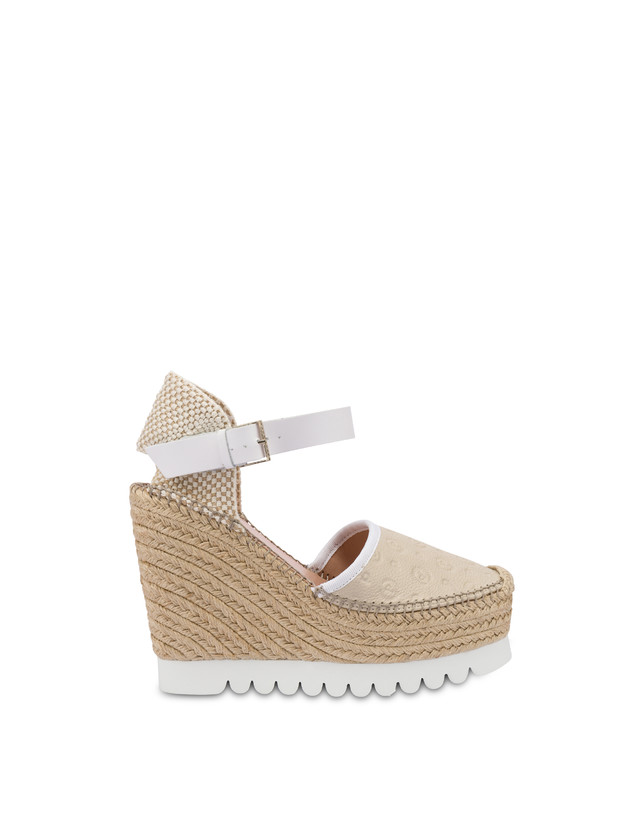 Pollini Sandali Con Zeppa Espadrillas Heritage Logo Embossed Avorio Saldi