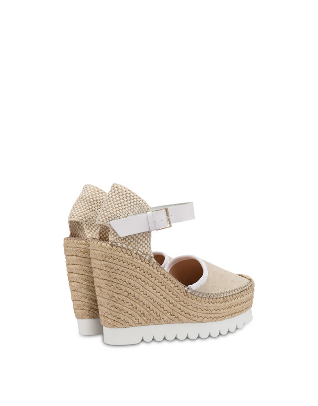 Pollini Sandali Con Zeppa Espadrillas Heritage Logo Embossed Avorio Saldi