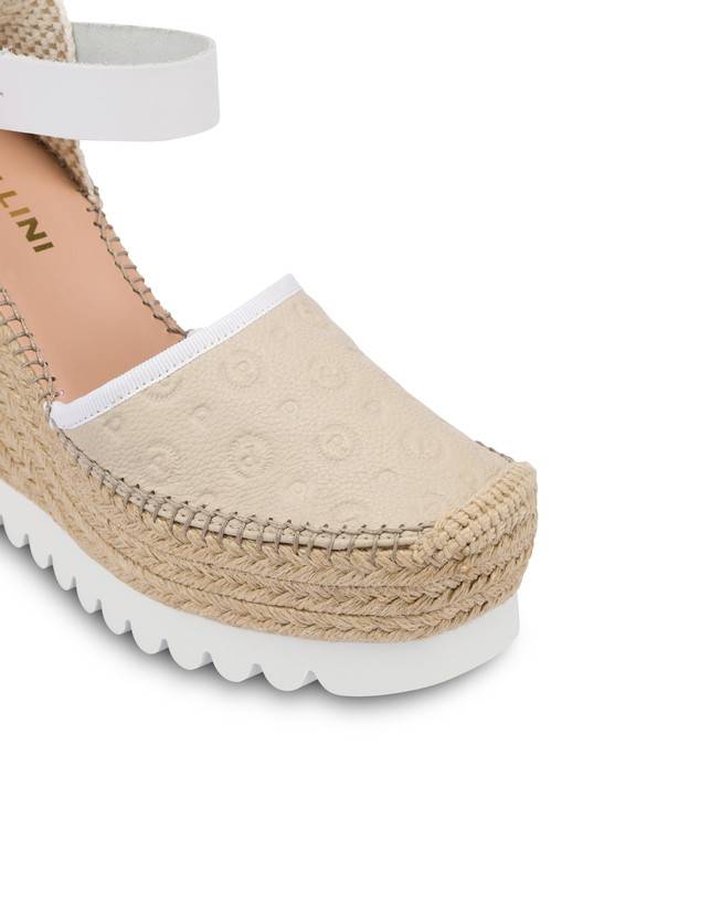 Pollini Sandali Con Zeppa Espadrillas Heritage Logo Embossed Avorio Saldi