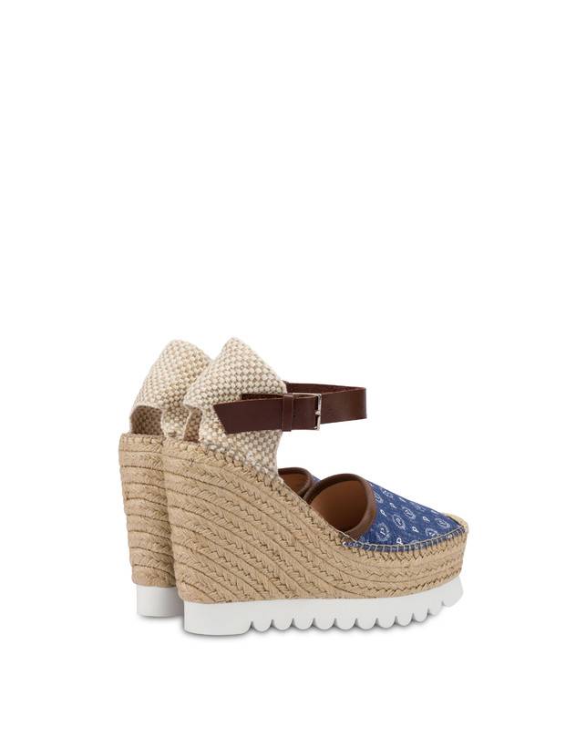 Pollini Sandali Con Zeppa Espadrillas Heritage Denim Jacquard Blu/marrone Hotsell