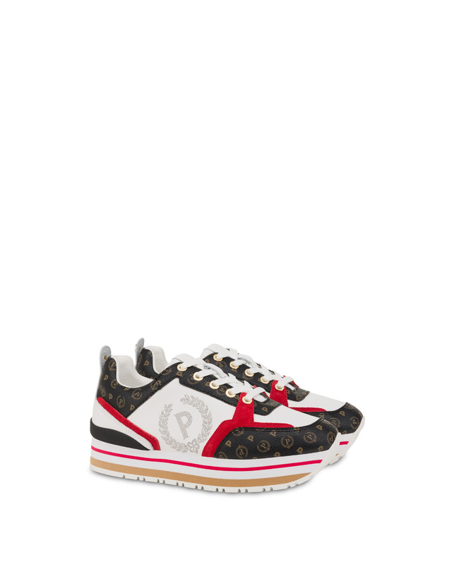 Pollini Sneakers In Vitello Heritage Forever Nero/rosso/bianco Vendita Calda