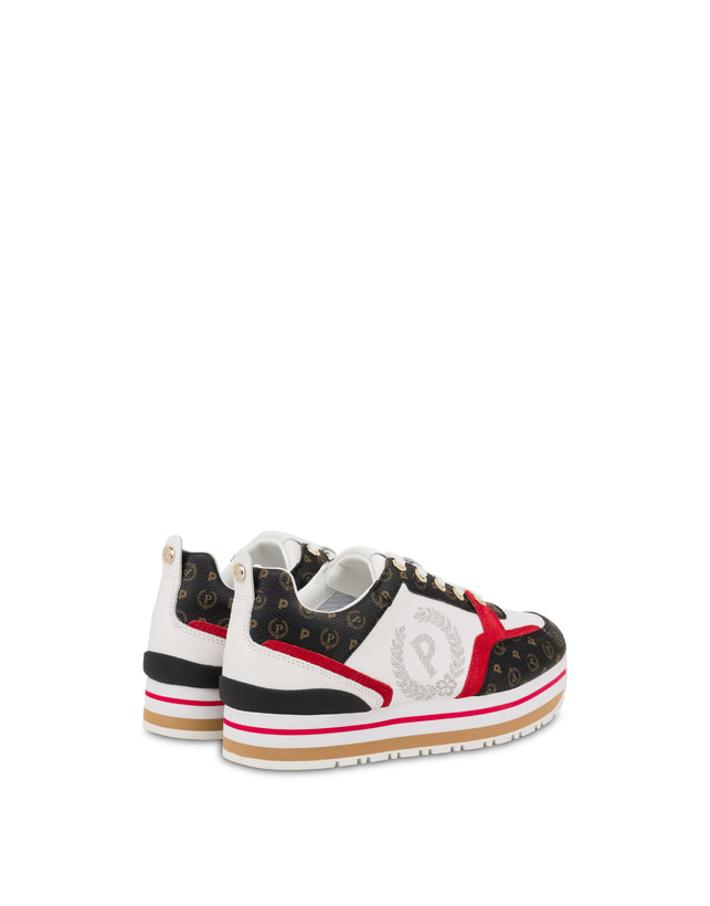 Pollini Sneakers In Vitello Heritage Forever Nero/rosso/bianco Vendita Calda