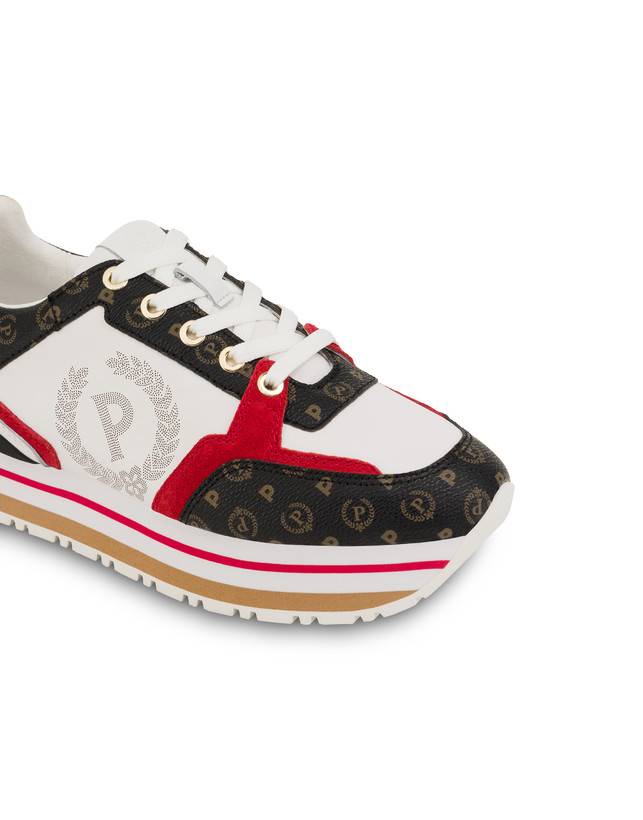 Pollini Sneakers In Vitello Heritage Forever Nero/rosso/bianco Vendita Calda