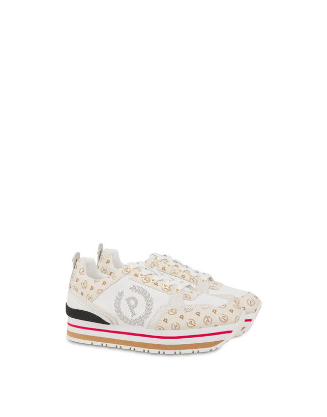 Pollini Sneakers In Vitello Heritage Forever Avorio/avorio/bianco Vendita Economica
