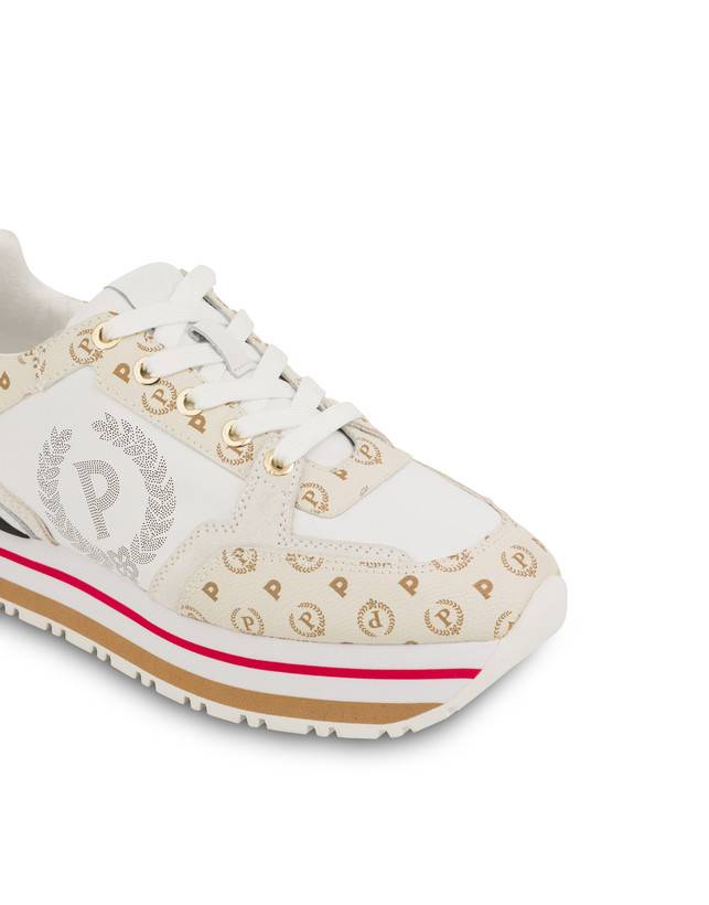 Pollini Sneakers In Vitello Heritage Forever Avorio/avorio/bianco Vendita Economica
