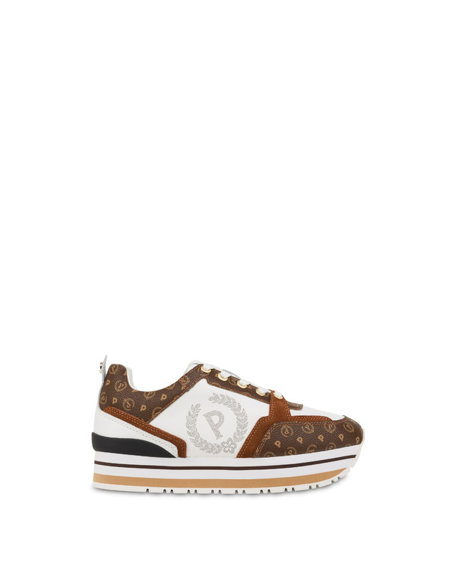 Pollini Sneakers In Vitello Heritage Forever Marrone/marrone/bianco Saldi Di Fabbrica