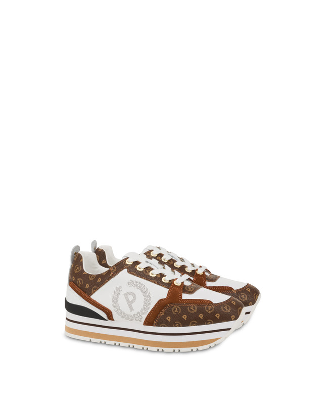 Pollini Sneakers In Vitello Heritage Forever Marrone/marrone/bianco Saldi Di Fabbrica