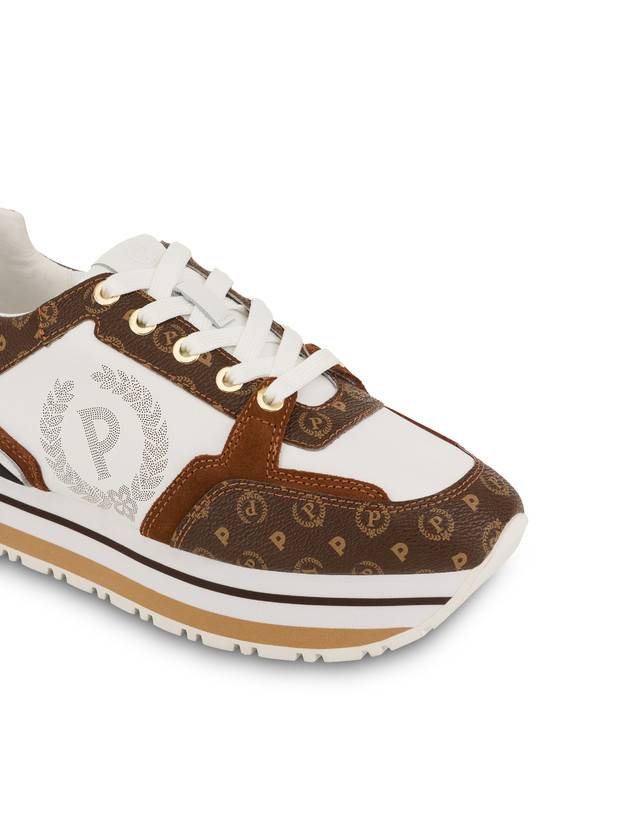 Pollini Sneakers In Vitello Heritage Forever Marrone/marrone/bianco Saldi Di Fabbrica