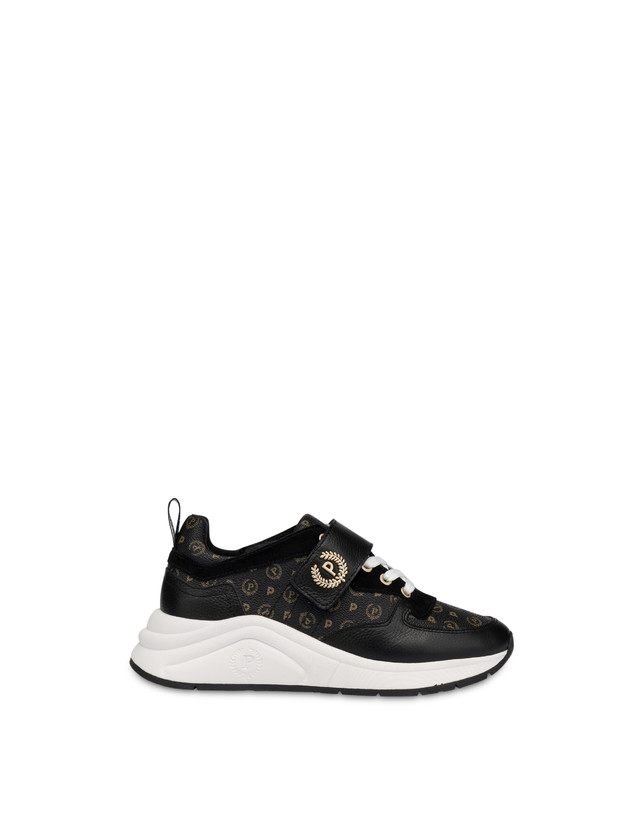Pollini Sneakers In Vitello E Pvc Logo Heritage Nero/nero 2025