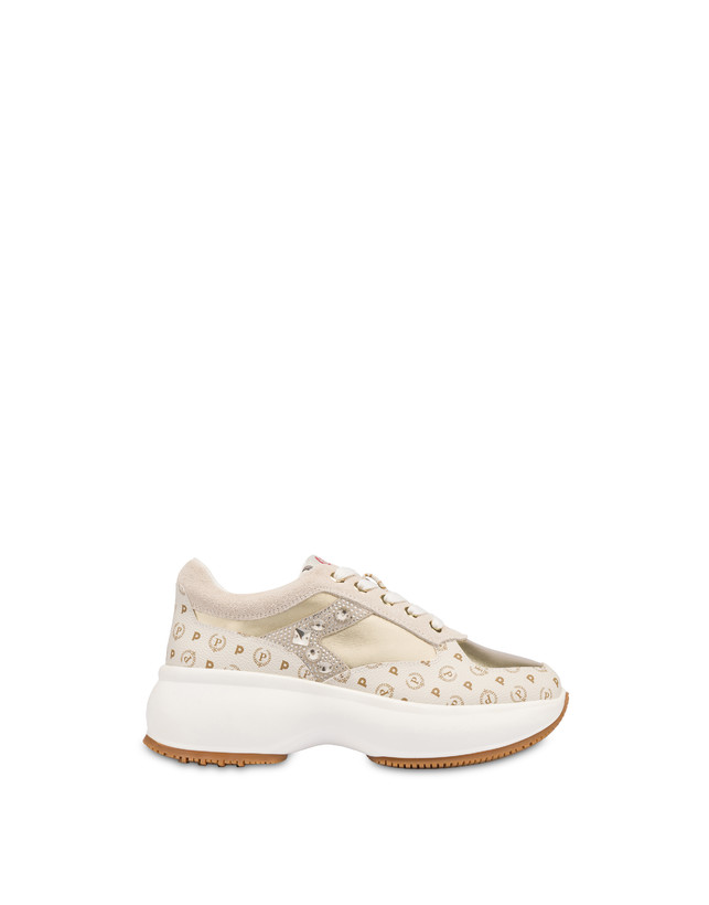 Pollini Sneakers Con Pietre E Strass Forever Avorio/platino Italy