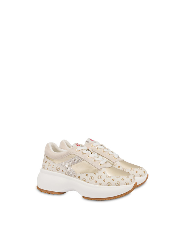 Pollini Sneakers Con Pietre E Strass Forever Avorio/platino Italy