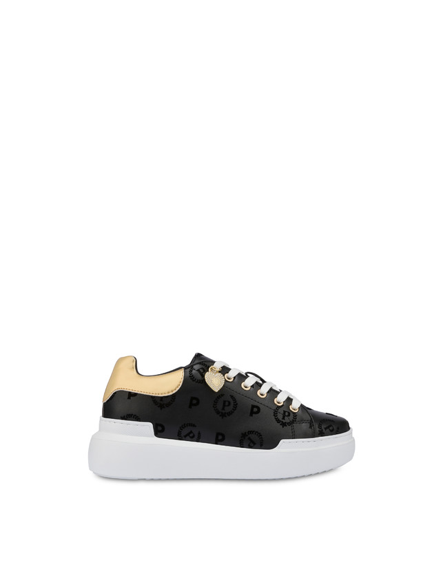 Pollini Sneakers Con Charm Heritage Flock Nero/nero In Linea