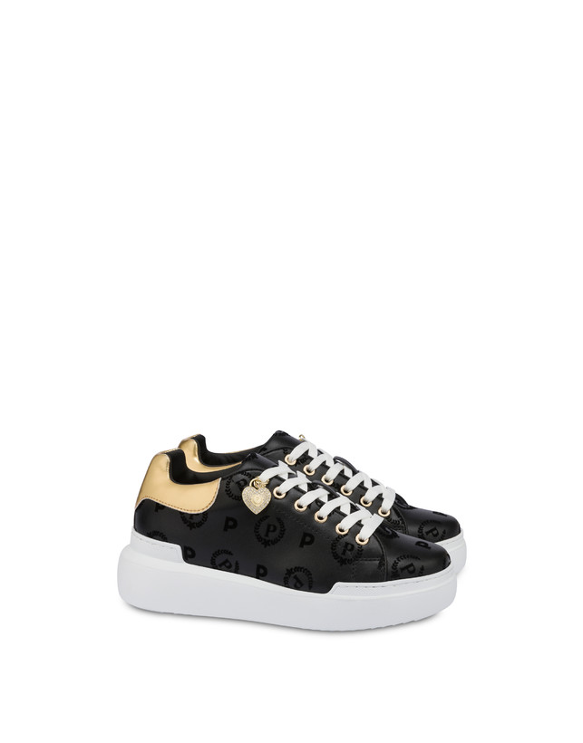 Pollini Sneakers Con Charm Heritage Flock Nero/nero In Linea