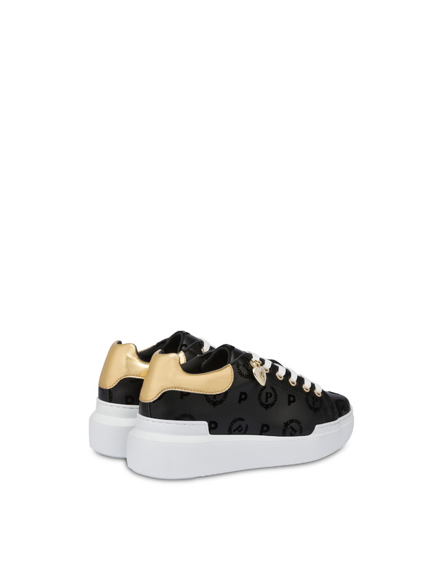 Pollini Sneakers Con Charm Heritage Flock Nero/nero In Linea