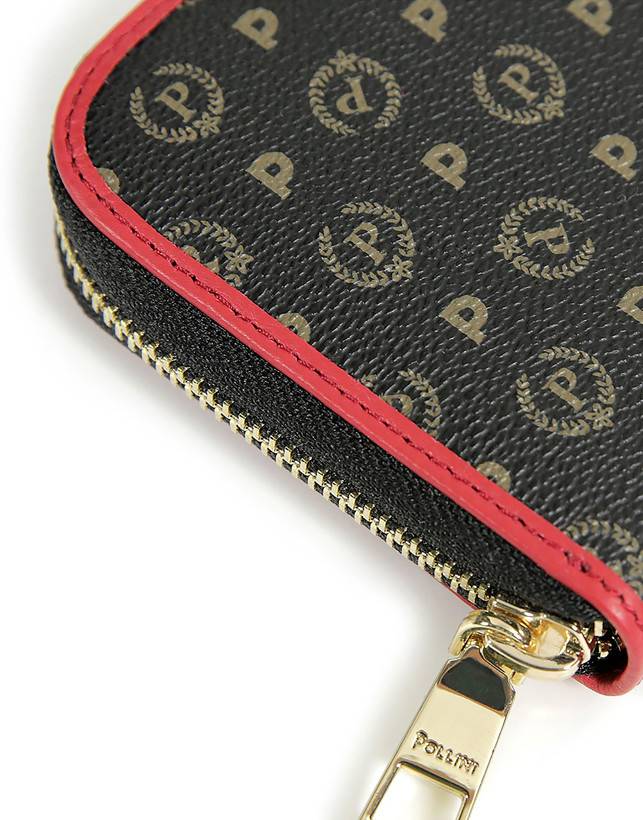 Pollini Portafoglio Zip Around Heritage Logo Classic Nero/lacca Consegna Veloce