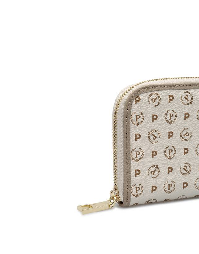 Pollini Portafoglio Zip Around Heritage Logo Classic Avorio/ghiaccio Prezzo Ridotto