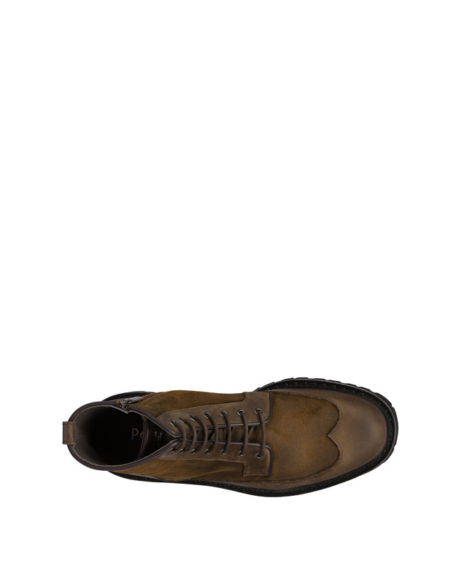 Pollini Combat Boot In Crosta E Vitello Budapest Fango/fango In Vendita