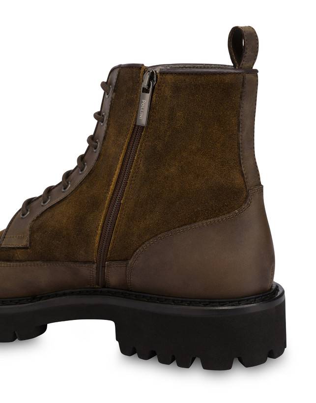 Pollini Combat Boot In Crosta E Vitello Budapest Fango/fango In Vendita