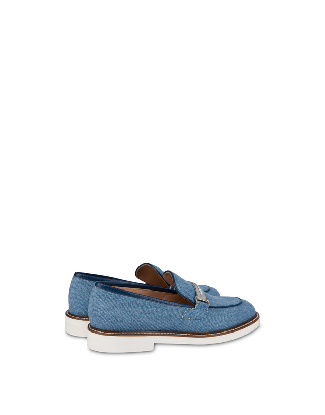 Pollini Mocassini In Tessuto Denim Mannish Denim/navy Black Friday