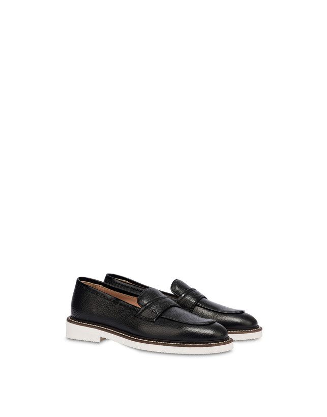 Pollini Mocassini In Vitello Mannish Nero/nero Cyber Monday