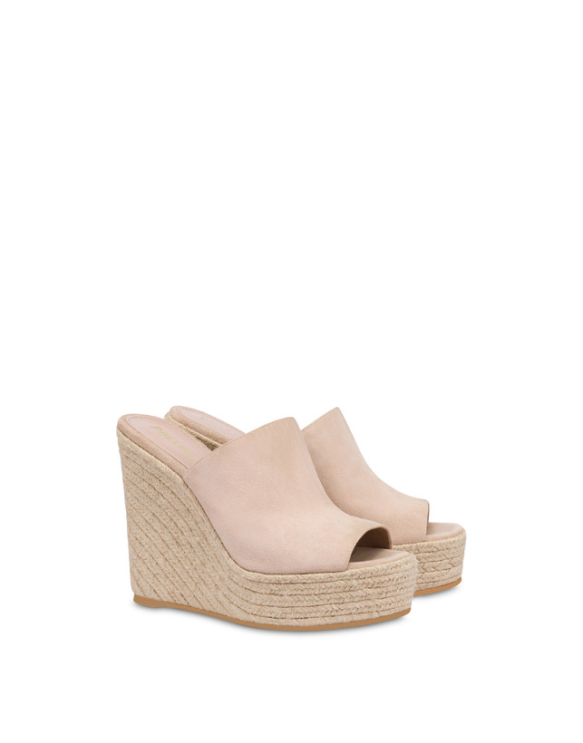 Pollini Mules Con Zeppa In Camoscio Playa Sabbia Offerta San Valentino