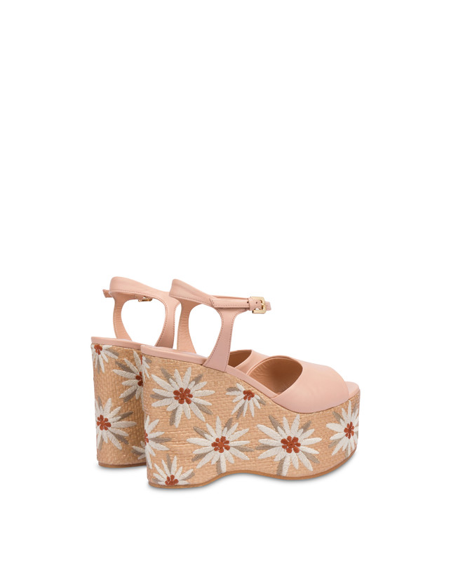 Pollini Sandali Con Zeppa Ricamata Desert Rose Nude/naturale Vendita calda