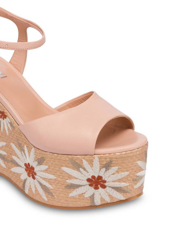 Pollini Sandali Con Zeppa Ricamata Desert Rose Nude/naturale Vendita calda