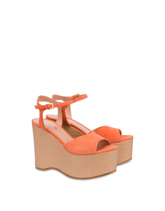 Pollini Sandali In Nappa Con Zeppa Capri Coral/naturale Latest fashion
