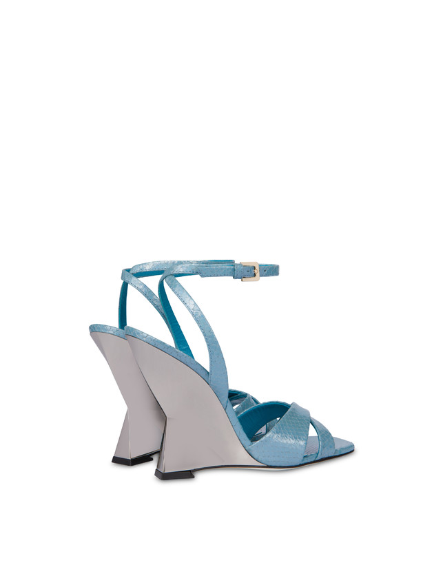 Pollini Sandali Con Zeppa Stampa Pitone Cote D'azur Pool/argento Offerte esclusive