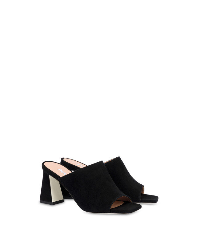 Pollini Mules Con Tacco In Camoscio Nina Nero Bestseller