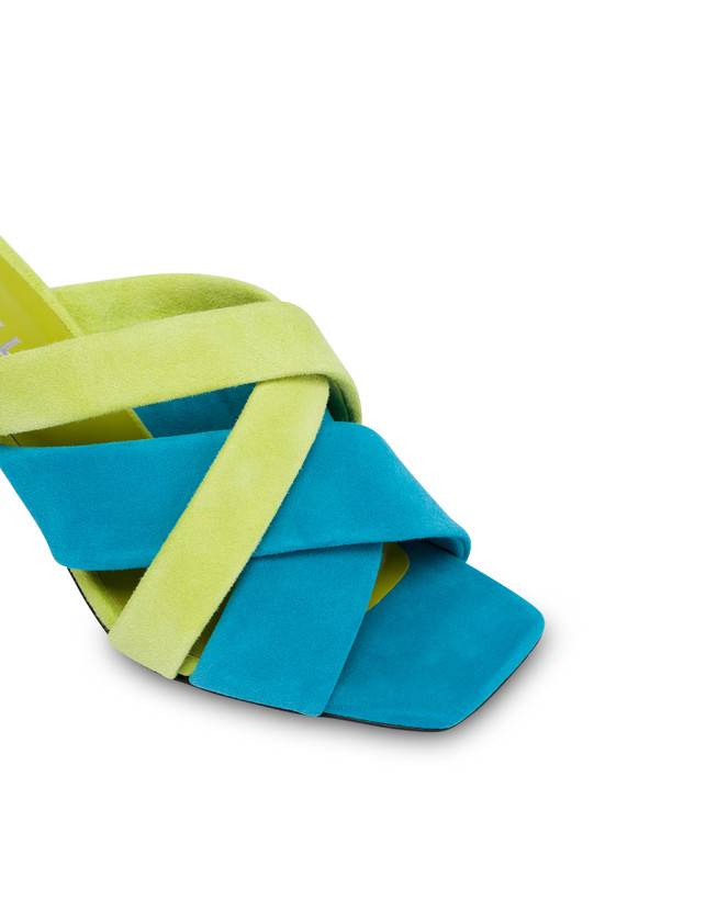 Pollini Mules In Camoscio Colour Explosion Pool/apple/iris Liquidazione