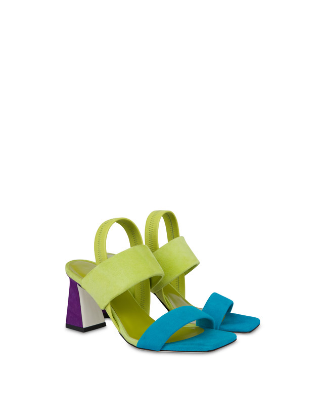 Pollini Sandali In Camoscio Color Explosion Pool/apple/iris Sconti VIP