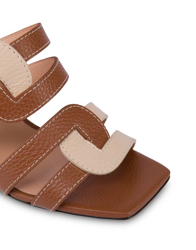 Pollini Mules Con Tacco In Vitello Interlock Wood/sabbia Super Saving Price
