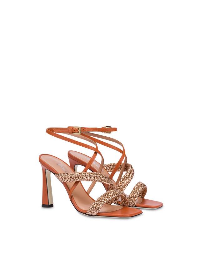 Pollini Sandali Alti In Vitello E Specchio Laminato Italian Savoir Faire Rame/wood Latest stili