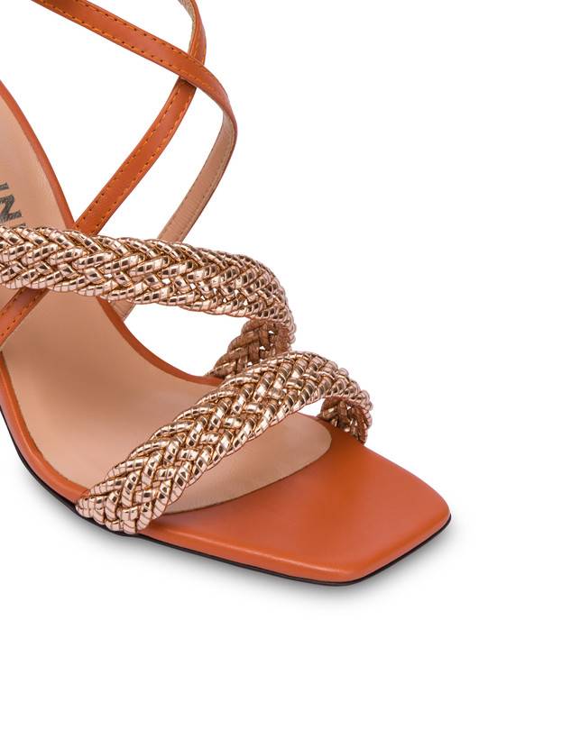 Pollini Sandali Alti In Vitello E Specchio Laminato Italian Savoir Faire Rame/wood Latest stili