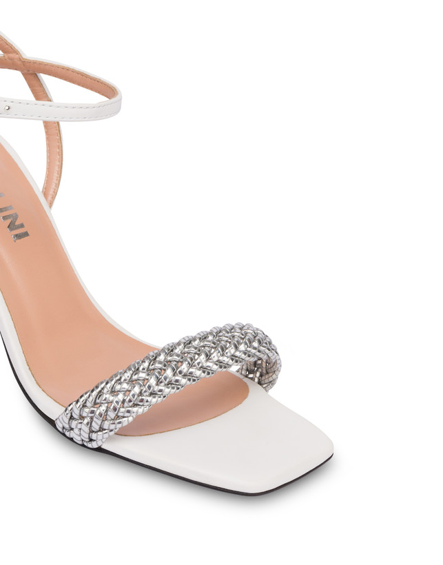Pollini Sandali In Vitello E Specchio Laminato Italian Savoir Faire Argento/bianco Fino al 60% di sconto