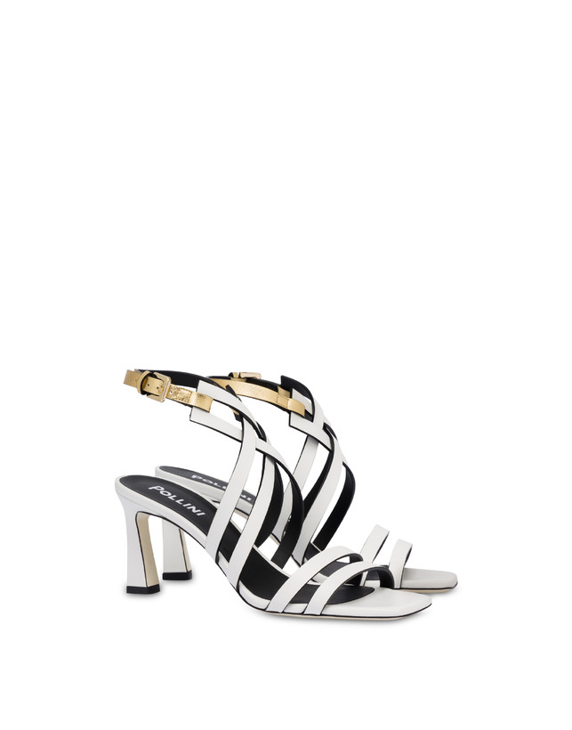 Pollini Sandali In Vitello E Nappa Laminata Incontri Bianco/oro Fino al 65% di sconto