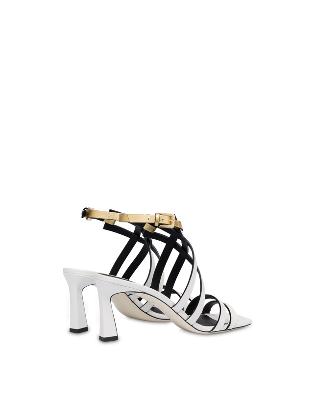 Pollini Sandali In Vitello E Nappa Laminata Incontri Bianco/oro Fino al 65% di sconto