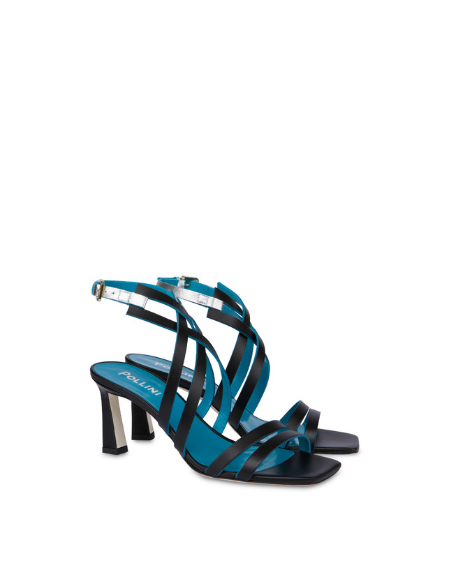 Pollini Sandali In Vitello E Nappa Laminata Incontri Nero/argento Only for today