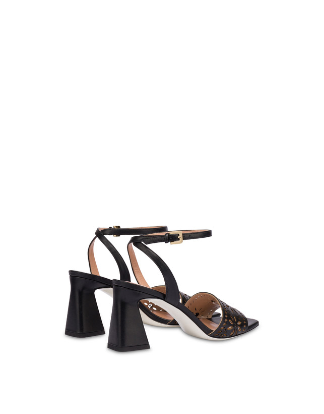 Pollini Sandali In Vitello Con Intagli Desert Rose Nero Italy