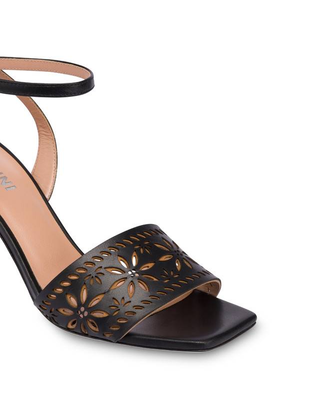 Pollini Sandali In Vitello Con Intagli Desert Rose Nero Italy