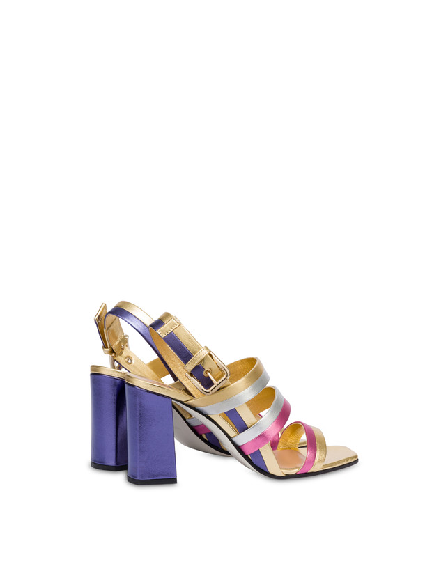 Pollini Sandali In Nappa Laminata Rainbow Oro/peonia/argento/iris Italia