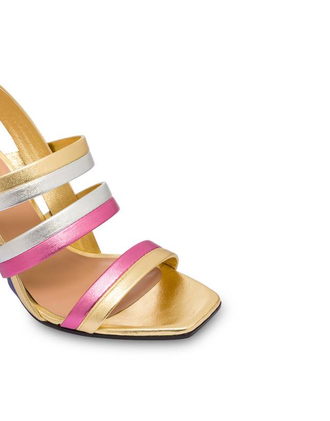 Pollini Sandali In Nappa Laminata Rainbow Oro/peonia/argento/iris Italia