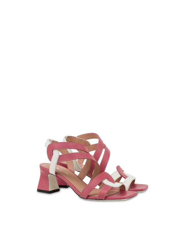 Pollini Sandali In Vitello Bicolore Interlock Peonia/bianco Vendita