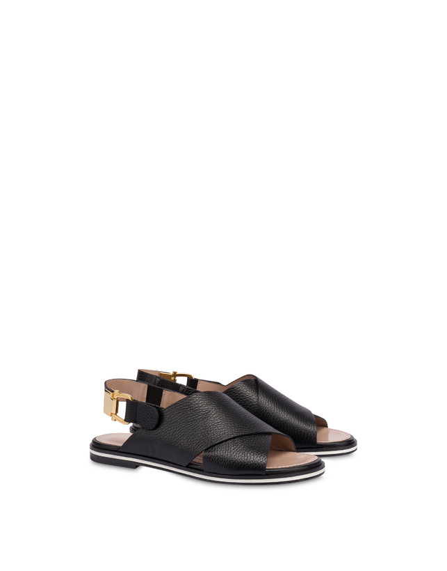 Pollini Sandali Flatform In Vitello Synthesis Nero Pezzi Unici