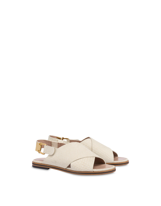 Pollini Sandali Flatform In Nabuk Synthesis Gesso Soddisfazione Garantita